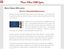 Tablet Screenshot of musicvideoswithlyrics.com